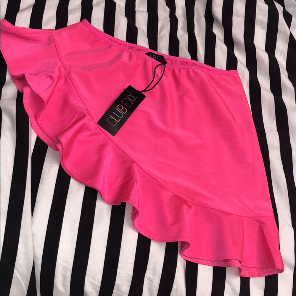 Neon Pink Asymmetrical Skirt